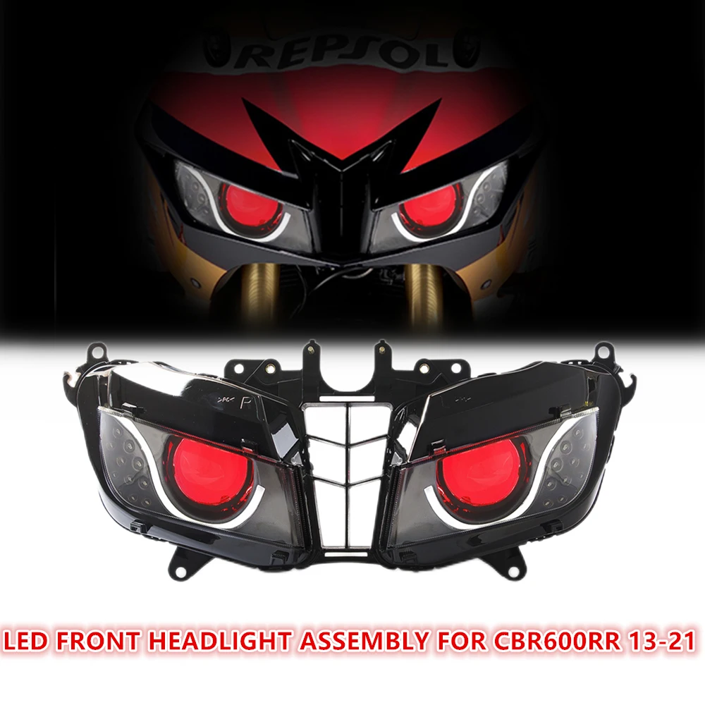 KT LED Headlight Assembly for Honda CBR600RR 2013-2021 V2 With Demon Eyes Custom Modified