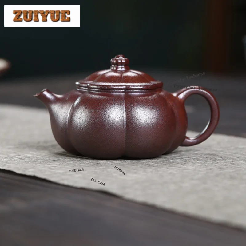 140ml Retro Yixing Purple Clay Teapots Handmade Rib Pot Raw Ore Wood-fired Porcelain Old Section Mud Kettle Zisha Tea Set Craft