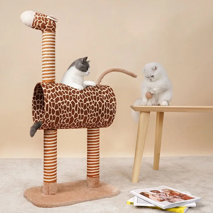 

Giraffe Design Cat Scratching Climbing Tunnel Tree Durable Sisal Plush Pet Cat Sleeping House Nest