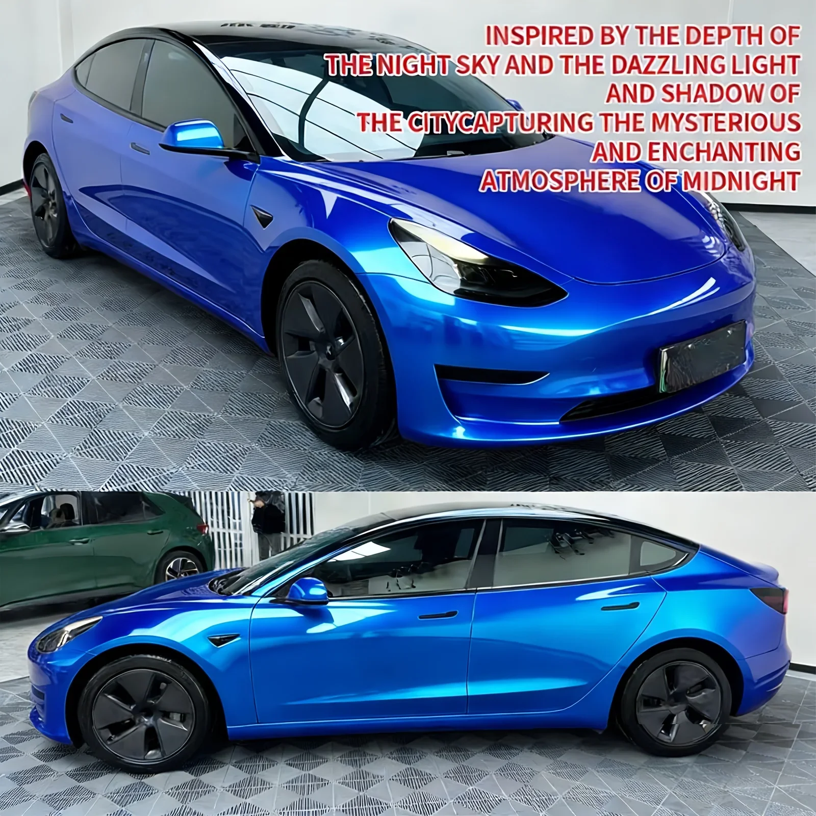 Ultra Glossy Metal Gemstone Blue Vinyl Wrap Film Roll With Air Release Self Adhesive Car Wrapping Foil Motorcycle Decal Sticker