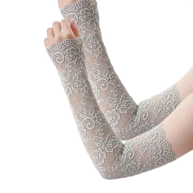 652F Sorveni braccio resistenti sole con ricamo floreale Accessori sportivi esterni elastici