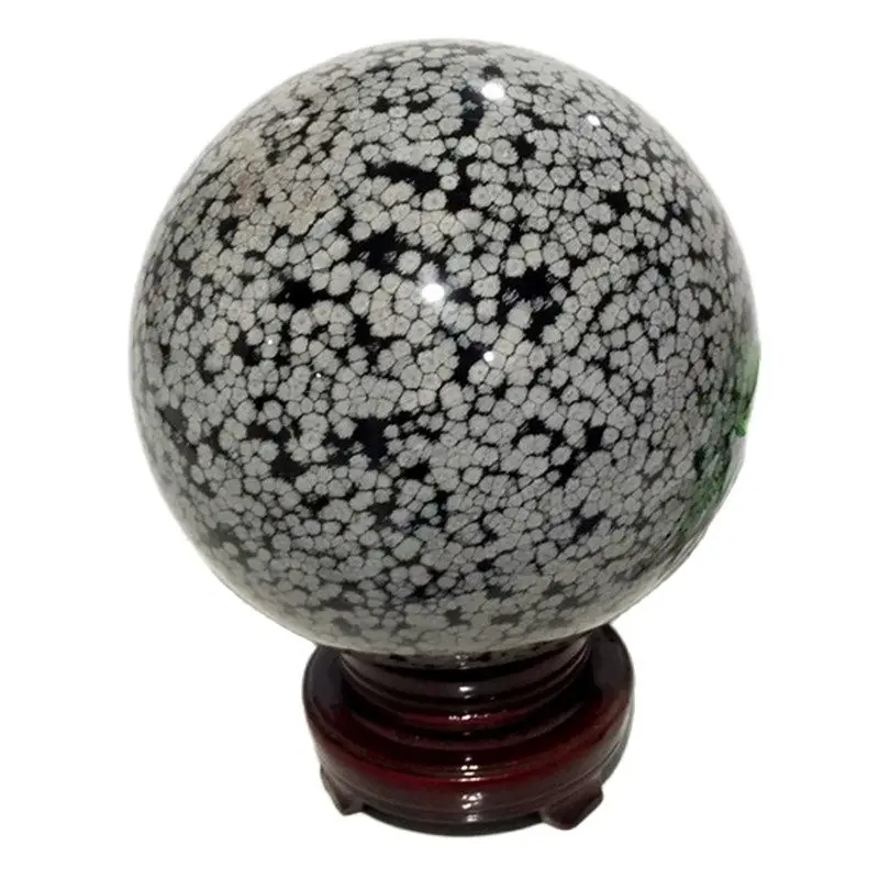 Big Natural Snowflake Obsidian Crystal Ball Stone Sphere Feng Shui Gems Chakras WitcEnergy Reiki Healing Desk Home Room Decor