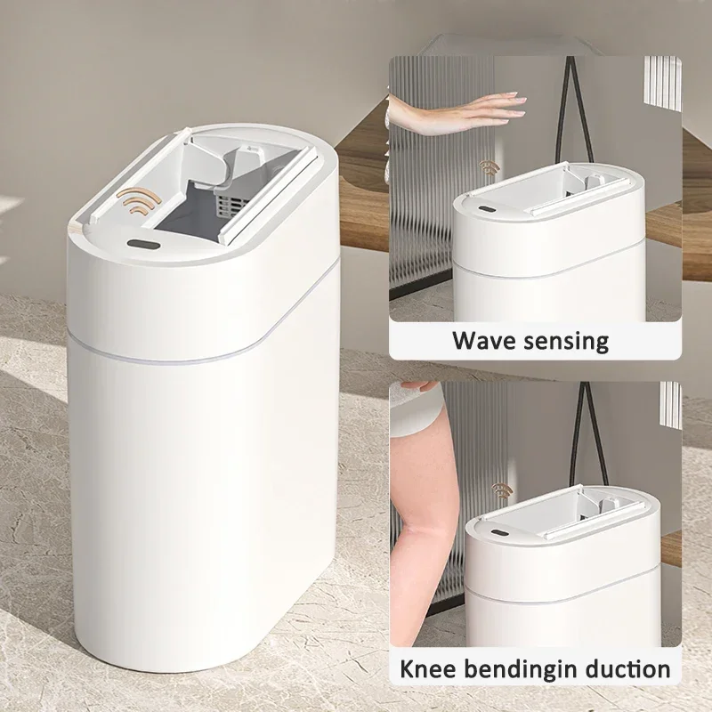 

Automatic Sensor Trash Can 7/9L Two-way Dustbin Electric Wastebasket Fo Kitchen with Lid Toilet Wall Mount Narrow Slit Trash Bin