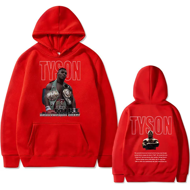 Boxing King Mike Tyson dubbelzijdige print hoodie mannen en vrouwen cool casual streetwear Y2K street fashion trui kleding