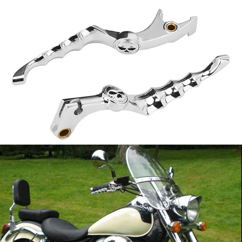 Chrome Motorcycle Skull Zombie Handle Brake Clutch Levers For Honda Shadow VT400 750 VLX VT400 600 VTX1300