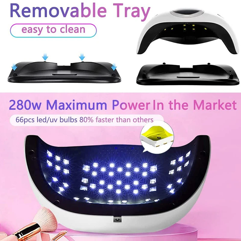 lampara led para uñas, semi-permanent nail lamp secador de esmalte de Gel con sensor de movimiento, profesional, para salón de manicura, 66LED
