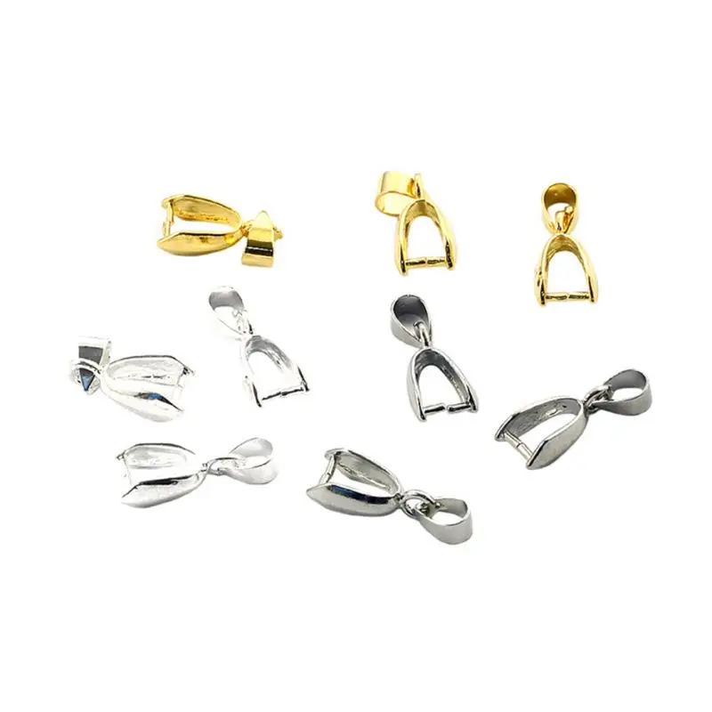 10 Pcs/Set Alloy Silver Gold Pendant Buckle Stone Supplies Joint Clasp for Necklace DIY Jewelry Making Art Crafts