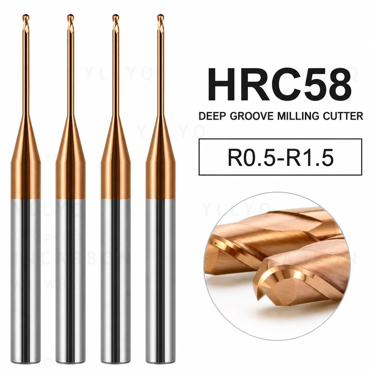 HRC58 2-Flute Deep Groove Ball End Mill Nano Coated Tungsten Carbide CNC Milling Cutter For Steel Metal Machining Tool