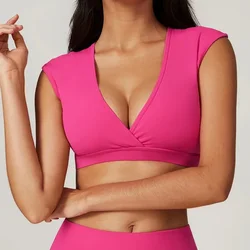 Women's V-Neck Yoga Bra Sexy Sports Bra Detachable Chest Pad Fashion Fitness Underwear Female Gym Runing Push Up Yoga Underwear