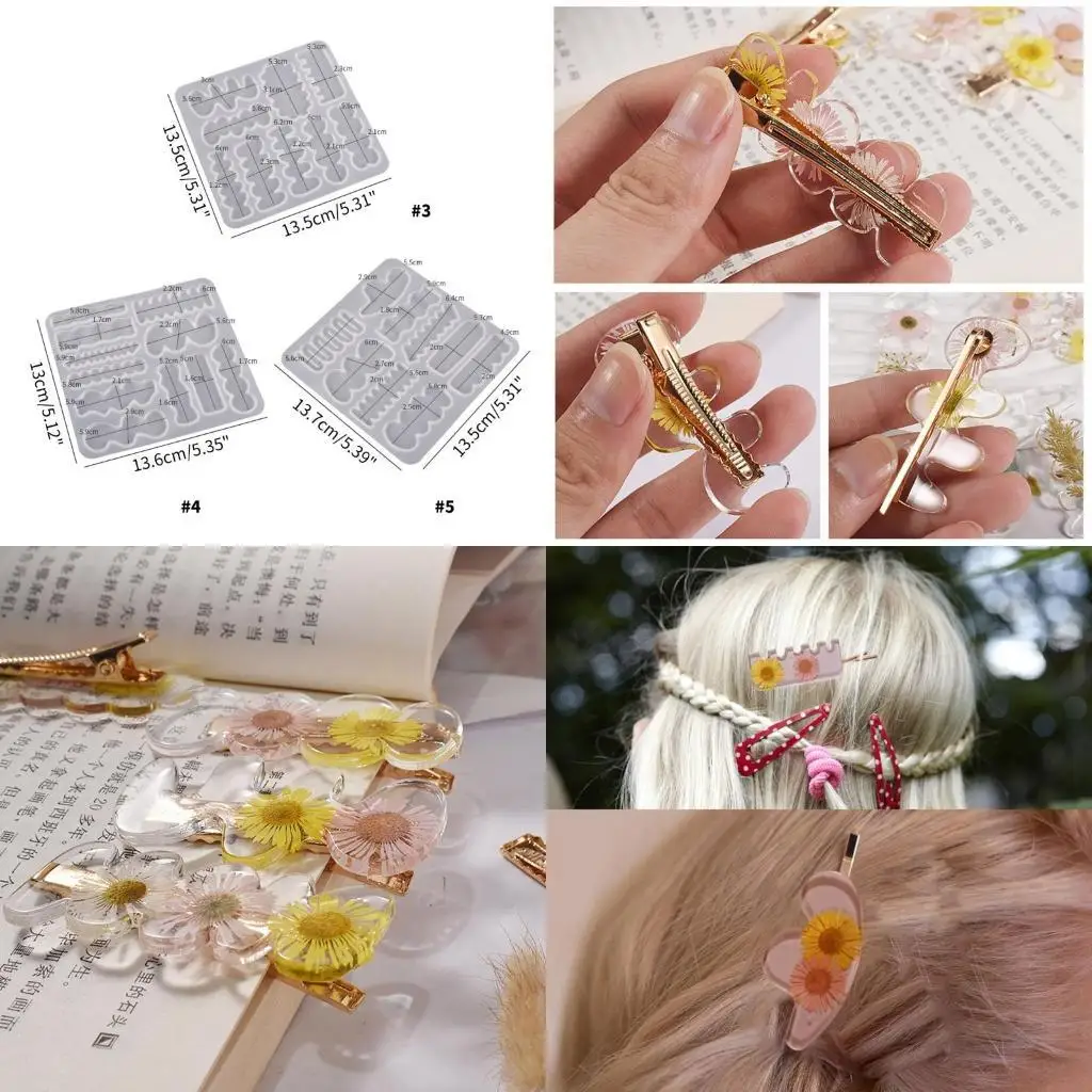 91AF Glossy Silicone Resin Molds Irregular Hairpin Mold DIY Ornament Mold