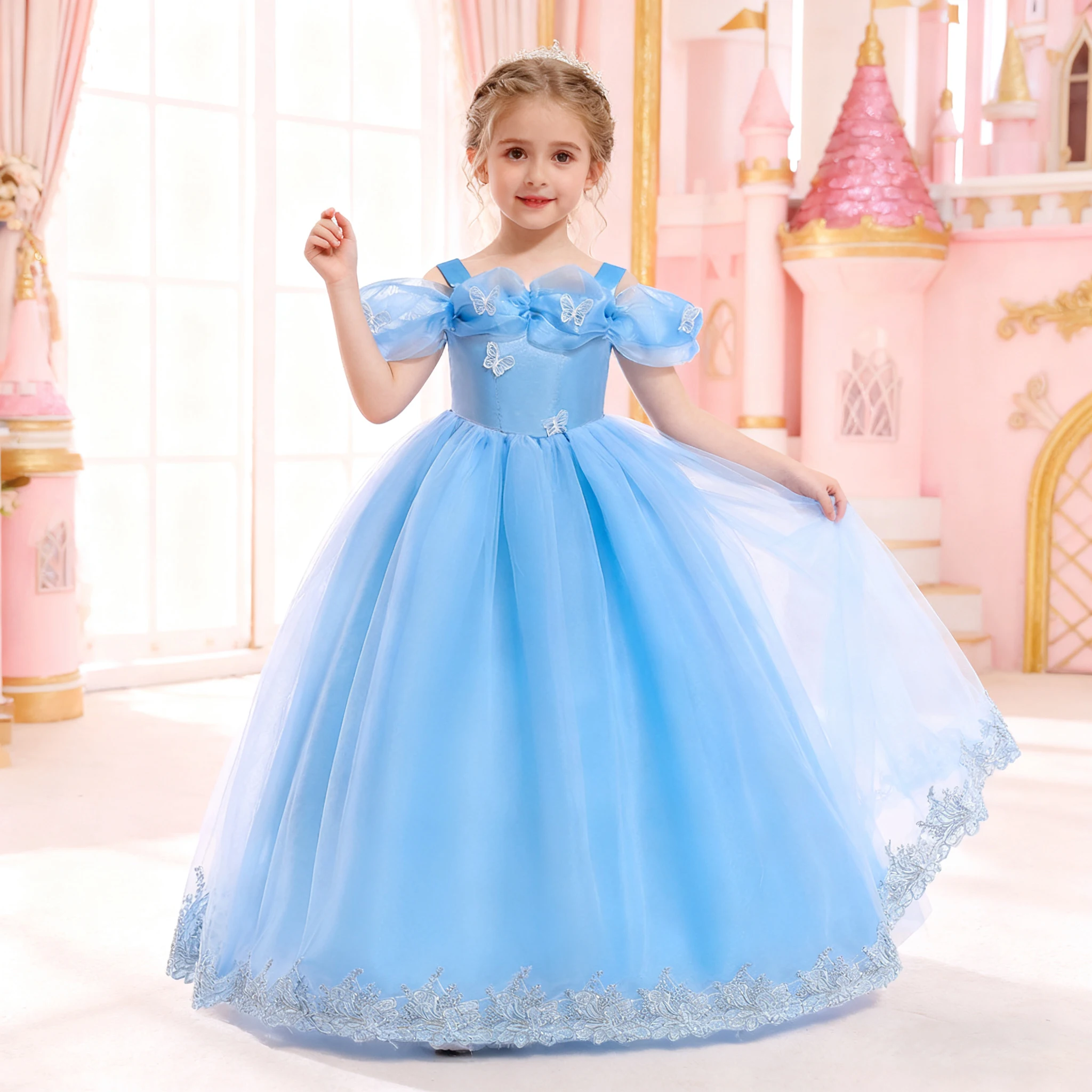 Prinzessin Kleid für Mädchen Cosplay Phantasie Blume Vestidos Karneval eis königin Kostüm Kinder Geburtstag Ballkleid Disguise Kleid Kleiden