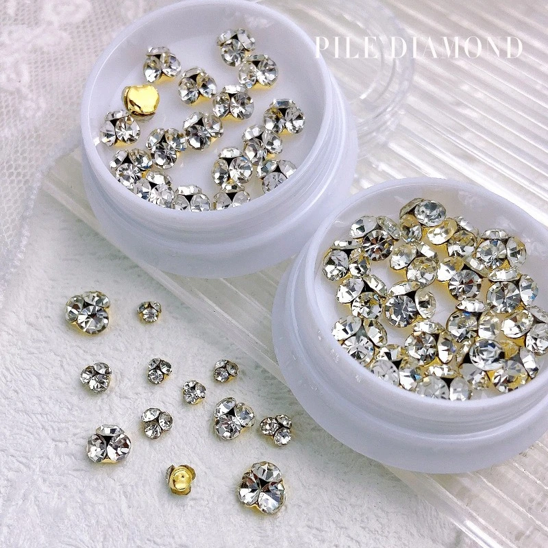20Pcs Mixed Size White AB Color Crystal 3D Cluster Nail Rhinestones Starry Effect Finished Charms DIY Nail Manicure Decor Set