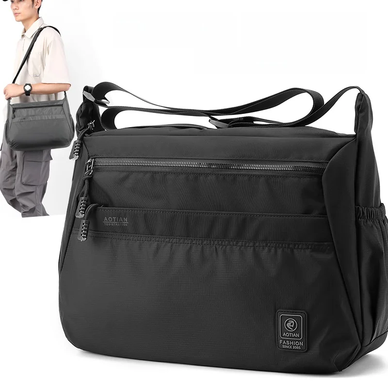 Commuter Large Capaci Rain-Proof Oxford Cloth Bag Water Bottle Seat Men's Shoulder Shoulder A4 File Book Tool Big Bag