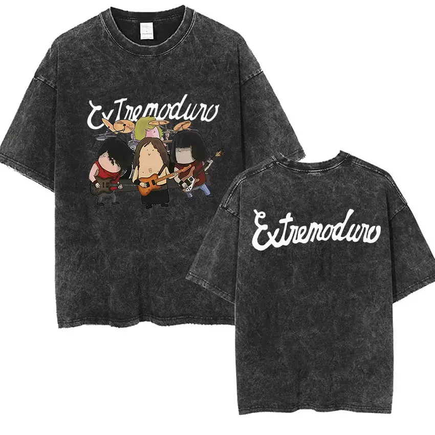 Rock Punk EXTREMODURO Tour 2025 Vintage lavé t-shirts hommes femmes Hip Hop Pop musique surdimensionné coton T-shirt gothique Streetwear