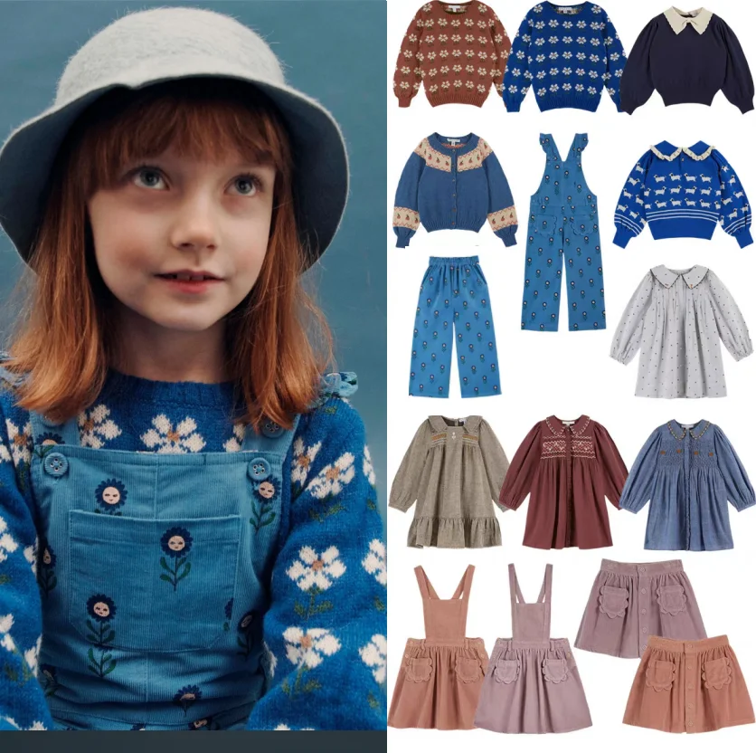 

Girls' Dress 2025 Fall/Winter New Arrival Printed Fashion Children's Long-Sleeve Dress with Thickened Warm Cotton Wide-Leg Pants