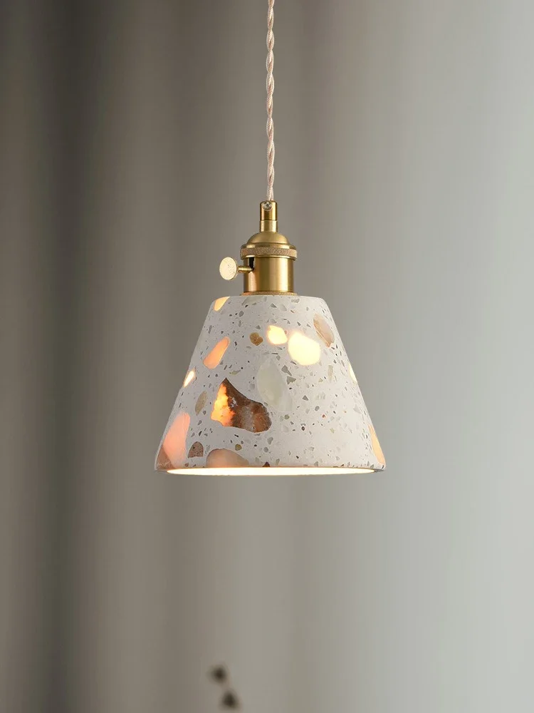 Retro Minimalist Terrazzo Pendant Light Retro Homestay Bedroom Bedside Coffee Shop Hanging Lamp Interior Decoration Lighting