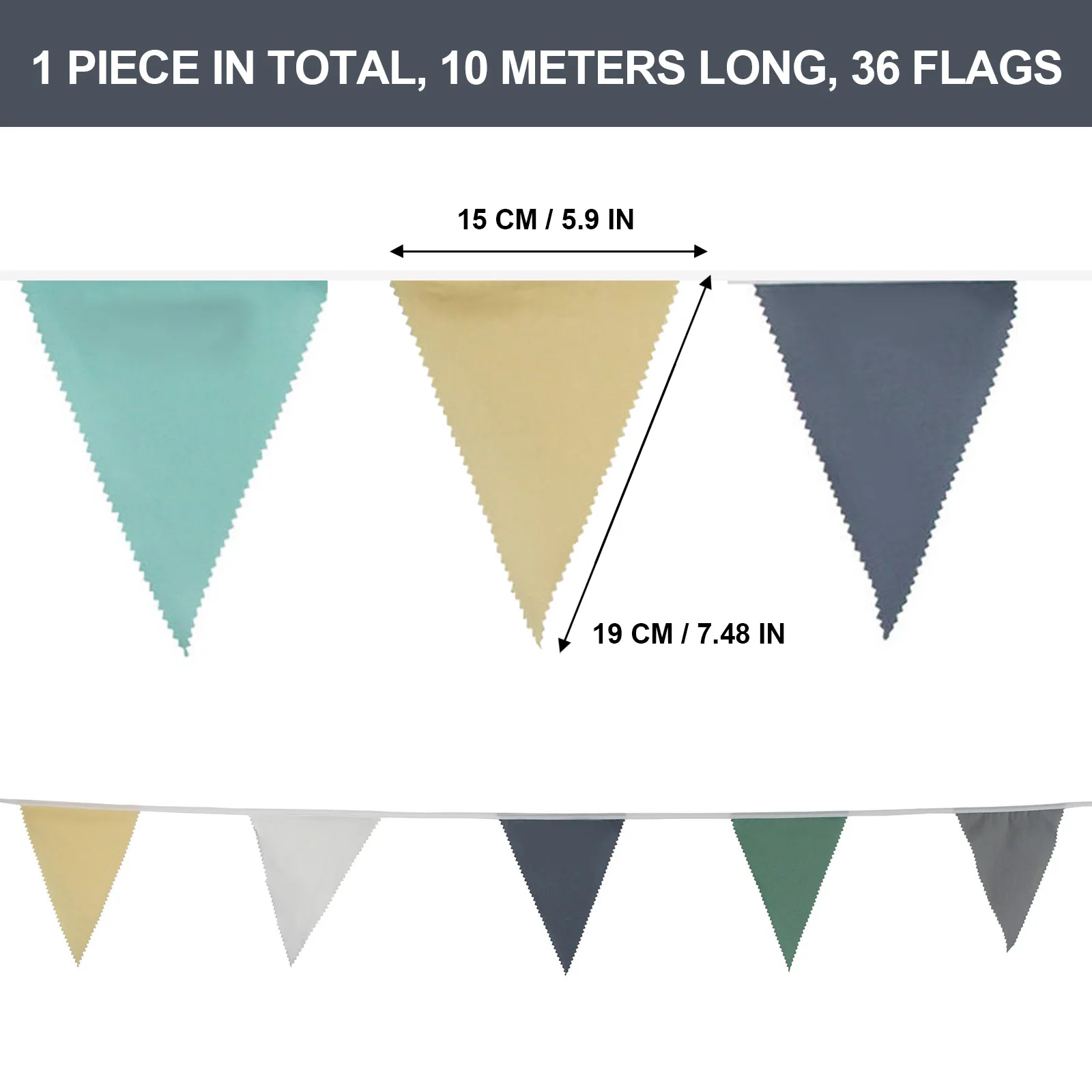 

Our Multicolor 10M/33FT Fabric Bunting Banner with 36 Triangle Flags is the Perfect Accessory for Your Celebrations