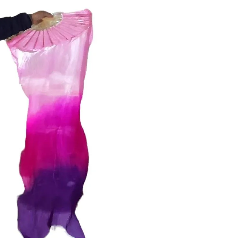 New Adult LED Light up Fan Pink Rose Purple Gradient Soft Silk Dance Fan Rechargeable Belly Dance Accessories Dancer Party Props