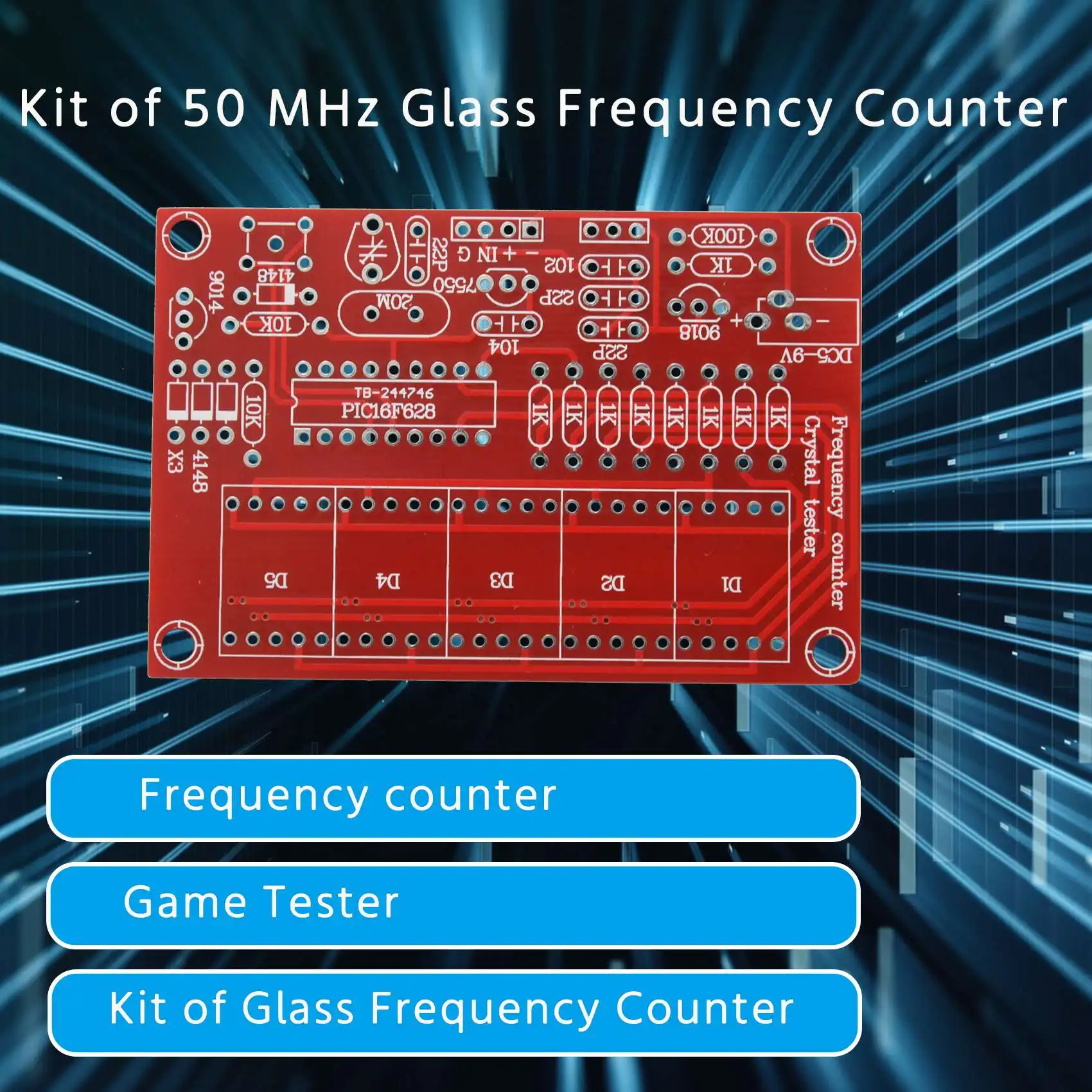 Testadores de contador de frequência de oscilador de cristal 50 MHz Kit DIY 5 resolução digital vermelho