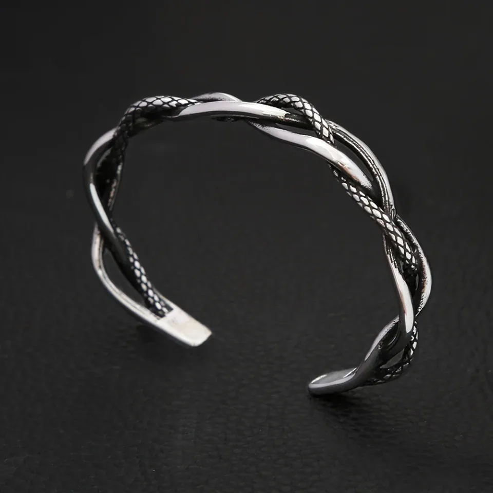 Punk Vintage Three-layer Twisted Woven Bracelets For Men Women Stainless Steel Fashion Open Bracelet Luxury Jewelry Wholesale