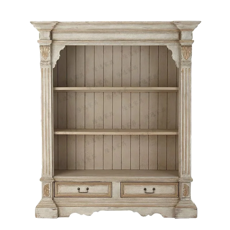 LMM American retro French country side cabinet carved and made old medieval display cabinet