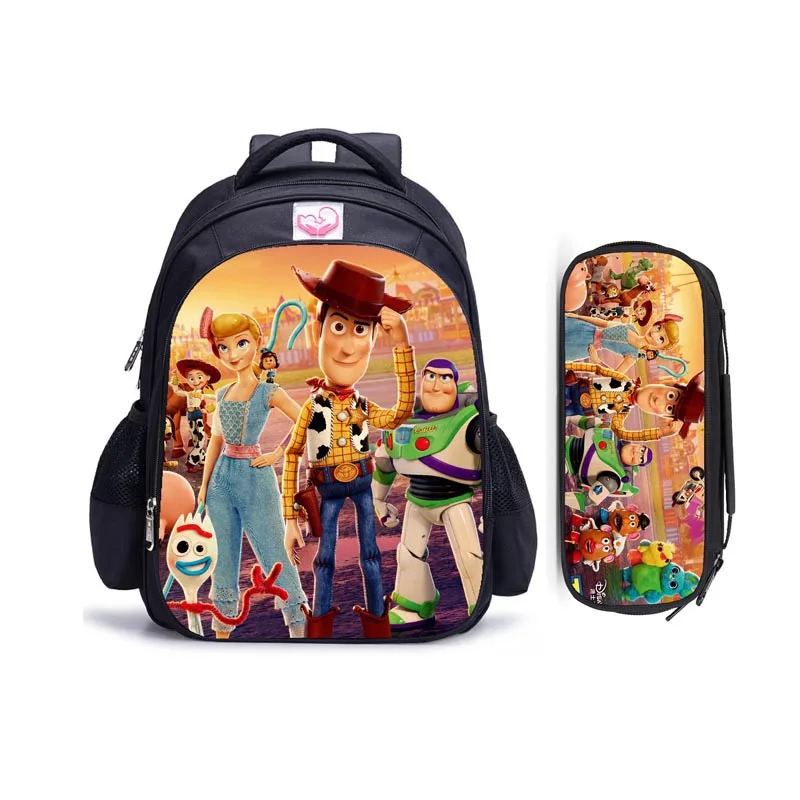 

16 Inch Disney Toy Story Backpack Boys Girls School Shoulder Bags Woody Buzz Lightyear Student College Rucksack Mochila