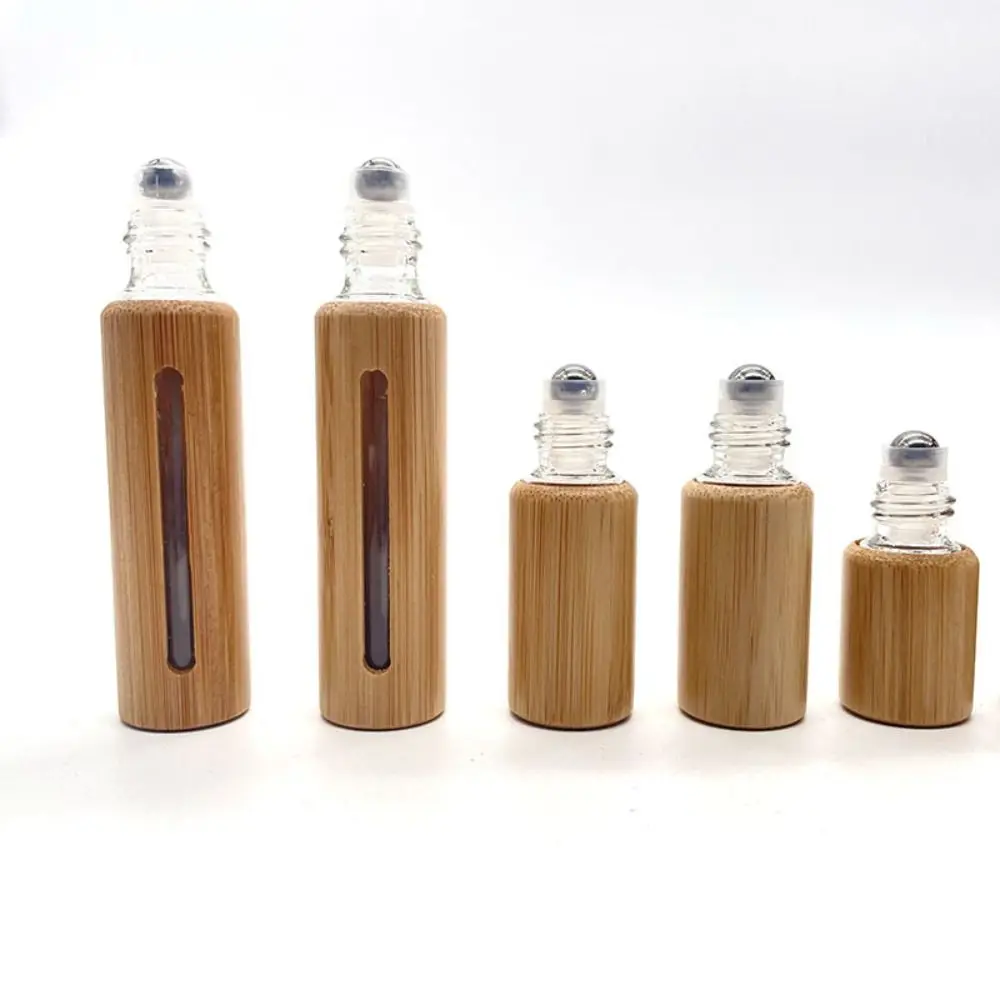 

3/5/10ml Bamboo Perfume Bottle Mini Bottom Filling Lip Oil Tubes Refillable Bottles Steel Roller Ball Spray Bottle Perfume