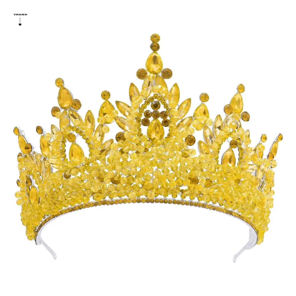 

Luxury Oversized Baroque Crown Cake Decorations Hair Jewelry Queen Princess Tiara Electroplated Sparkling Crystal Cake Topper