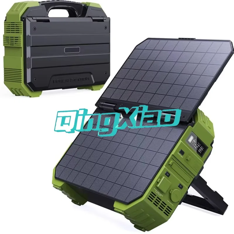 1000W Portable Solar Power Station Built In Solar Panel Emergency Backup Battery For Outdoor Camping Travel Home Display