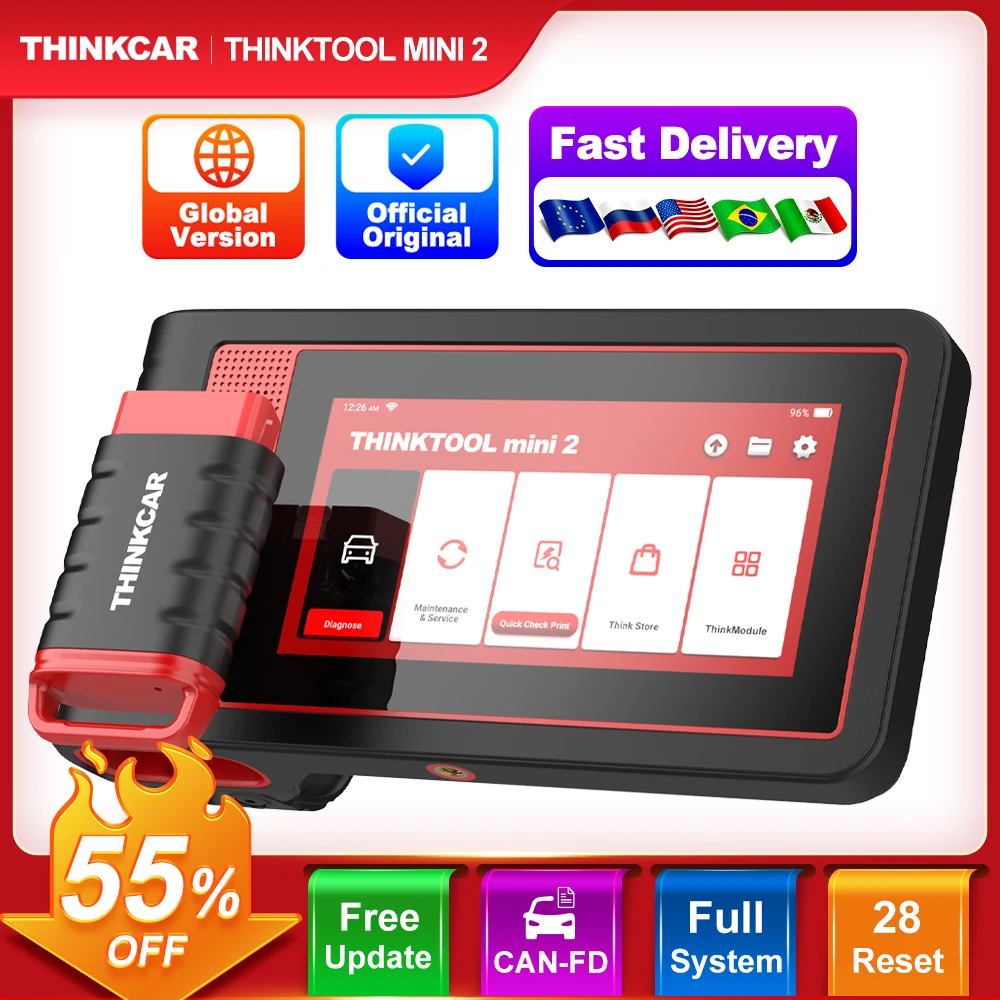 THINKCAR THINKTOOL MINI Professional Auto OBD2 Scanner Full System Code Read 28 Reset ECU Coding Action Test Car Diagnostic Tool