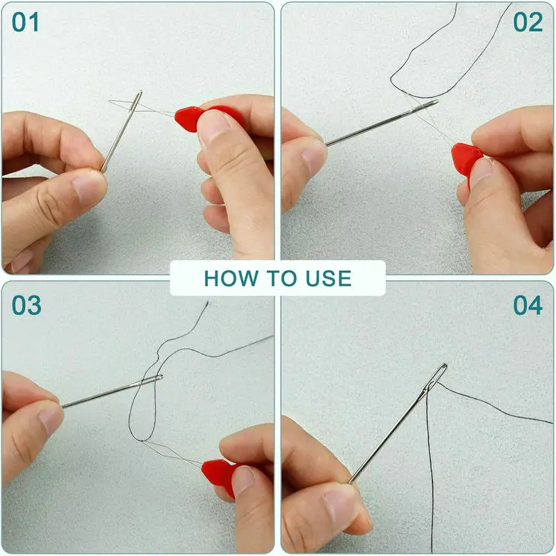 40 PCS Large Eye Beading Needles 7 Sizes Sewing Sharp Leather Needle Embroidery Thread with Threaders for Handsewing Art Crafts
