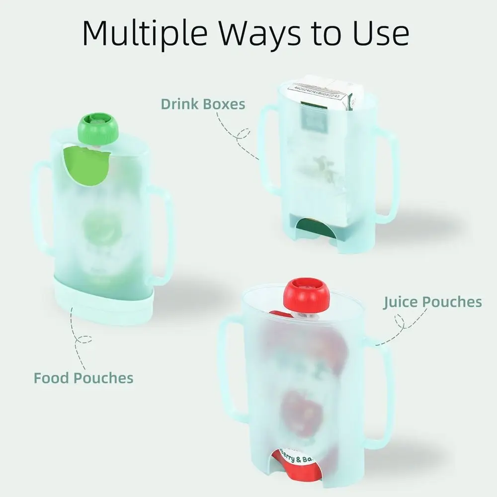 

Plastic Squeeze Pouch Holder Squeeze Proof Reusable Food Pouch Holder with Handle Comfortable Drink Box Holder for Baby