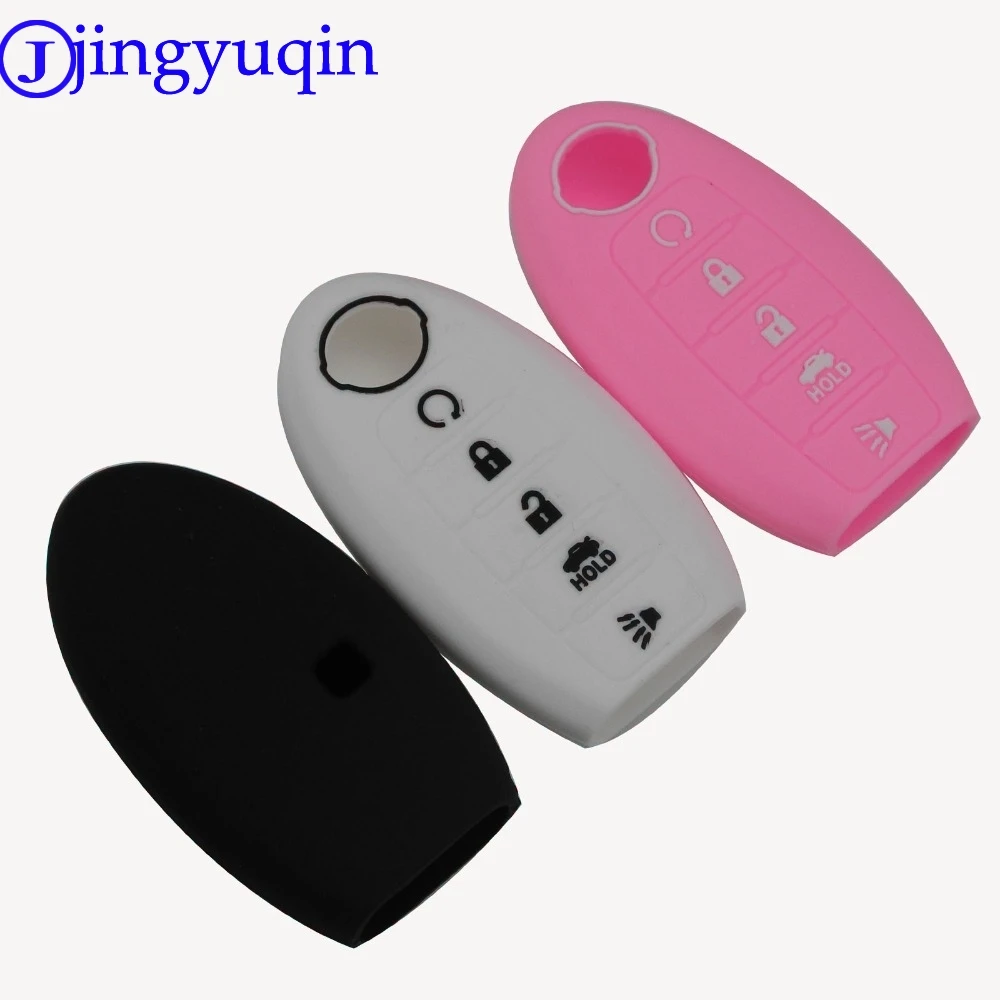 jingyuqin 5buttons Silicone Key Case Fob Cover For Nissan Altima Maxima Infiniti EX FX G37 Q60 QX50 QX70 Keyless Entry Remote