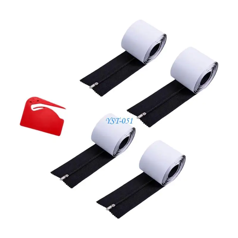 

E15A 4Pcs Dust Protections Barrier Zippers with Sheeting Cutter For Temporary Doors