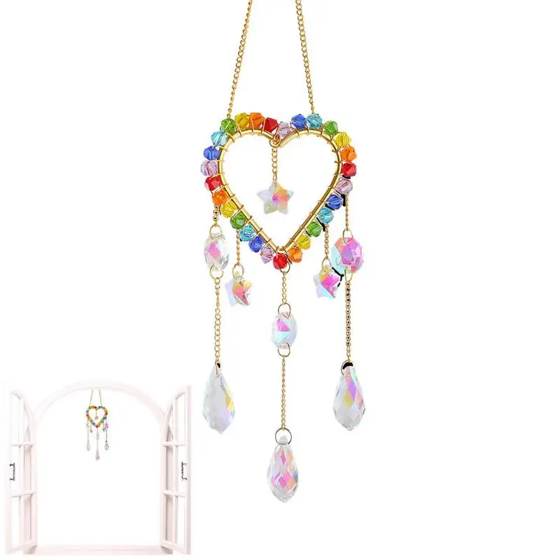 Sun Catcher Crystals Crystal Prism Heart Dream Catcher Hanging Sun Catcher Pendant Decor Indoor Rainbow Maker Ornament