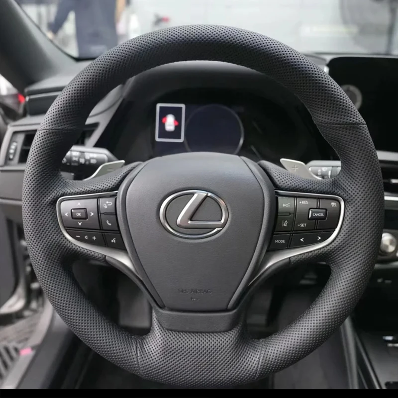 Car Steering Wheel Cover for Lexus ES ES200 ES240 ES250 ES350 Diy Hand-sewn Sewing Genuine Leather Braid Cover Black