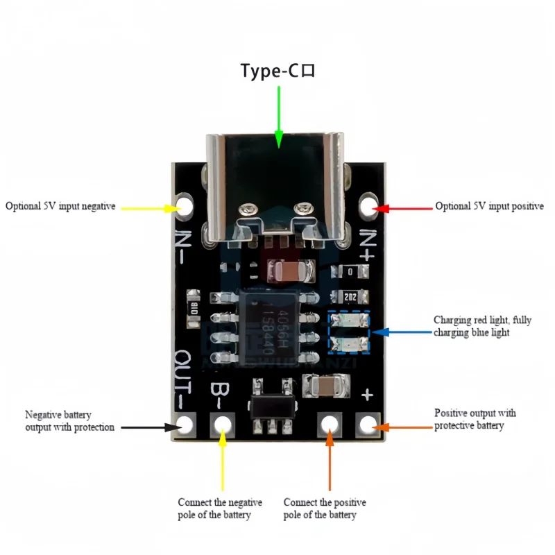 1/5/10pcs Ultra-Small Lithium Battery Charging Panel 1A Ternary Lithium Battery 3.7V4.2V Charger Module Type-C Protection Board