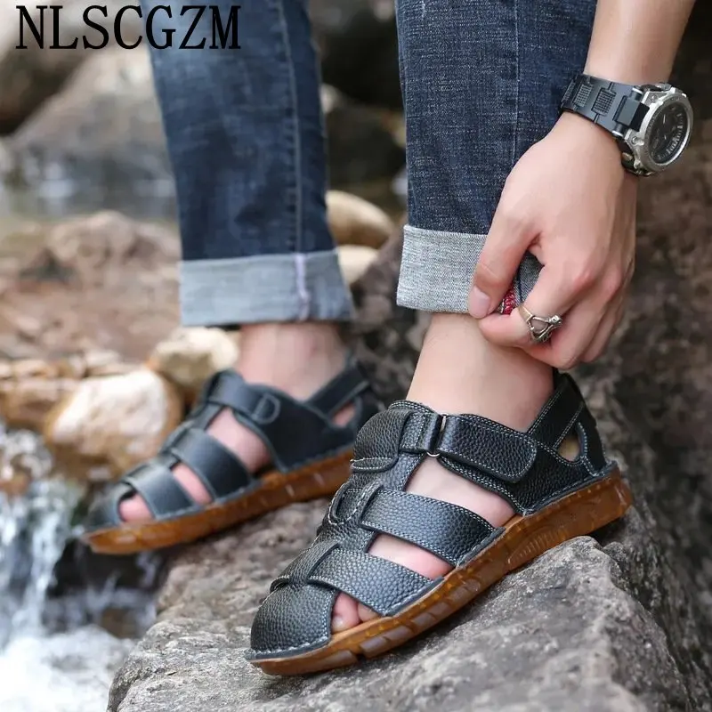 

Summer Sandals Beach Men Gladiator Sandals for Men Casual Shoes Fashion Brand Genuine Leather Sandals Men Designer Shoes Zapatos