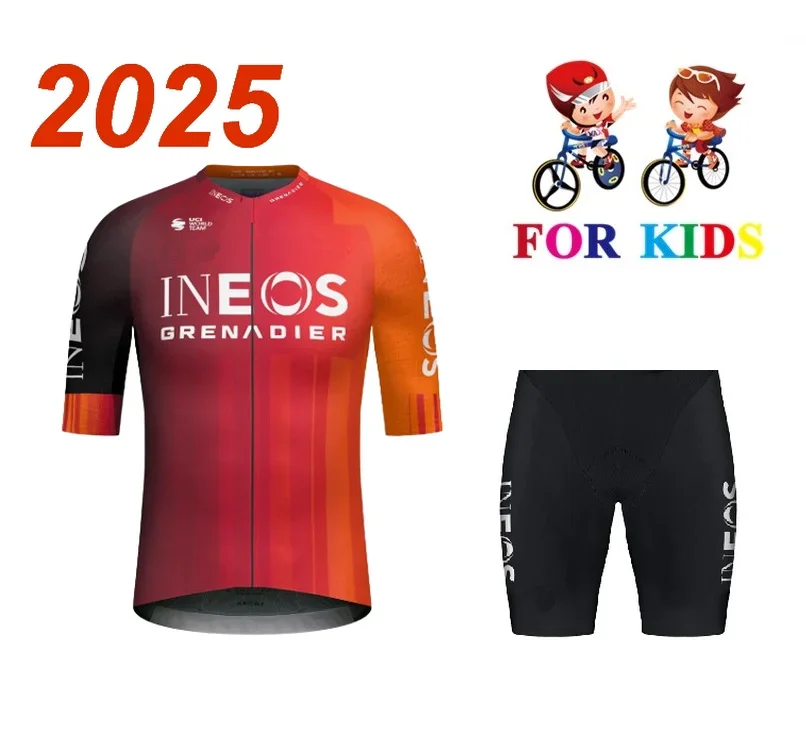 KID'S 2025 INEOS GRENADIERS TEAM Children Cycling Jersey Short Sleeve Bicycle Clothing With Shorts Ropa Ciclismo