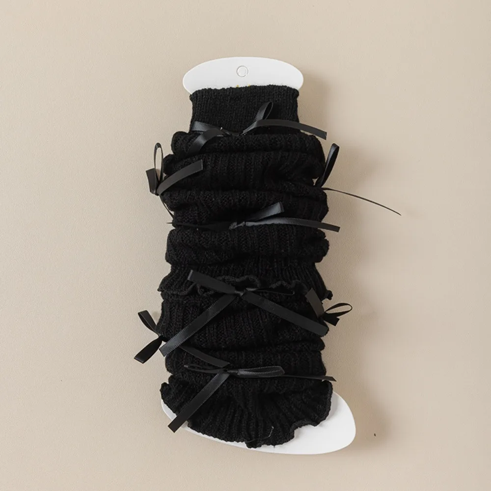

Japanese Y2K Lace Bow Kids Leg Warmers Knitted Soft Knee Warmers Keep Warm Thicken Long Socks Autumn Winter