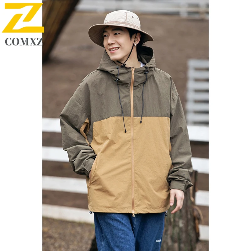 

Men Charge Jacket 2025 New Color Blocked Windproof Waterproof Breathable Mountaineering Hooded Jacket Outdoor Camp Hiking Jacket