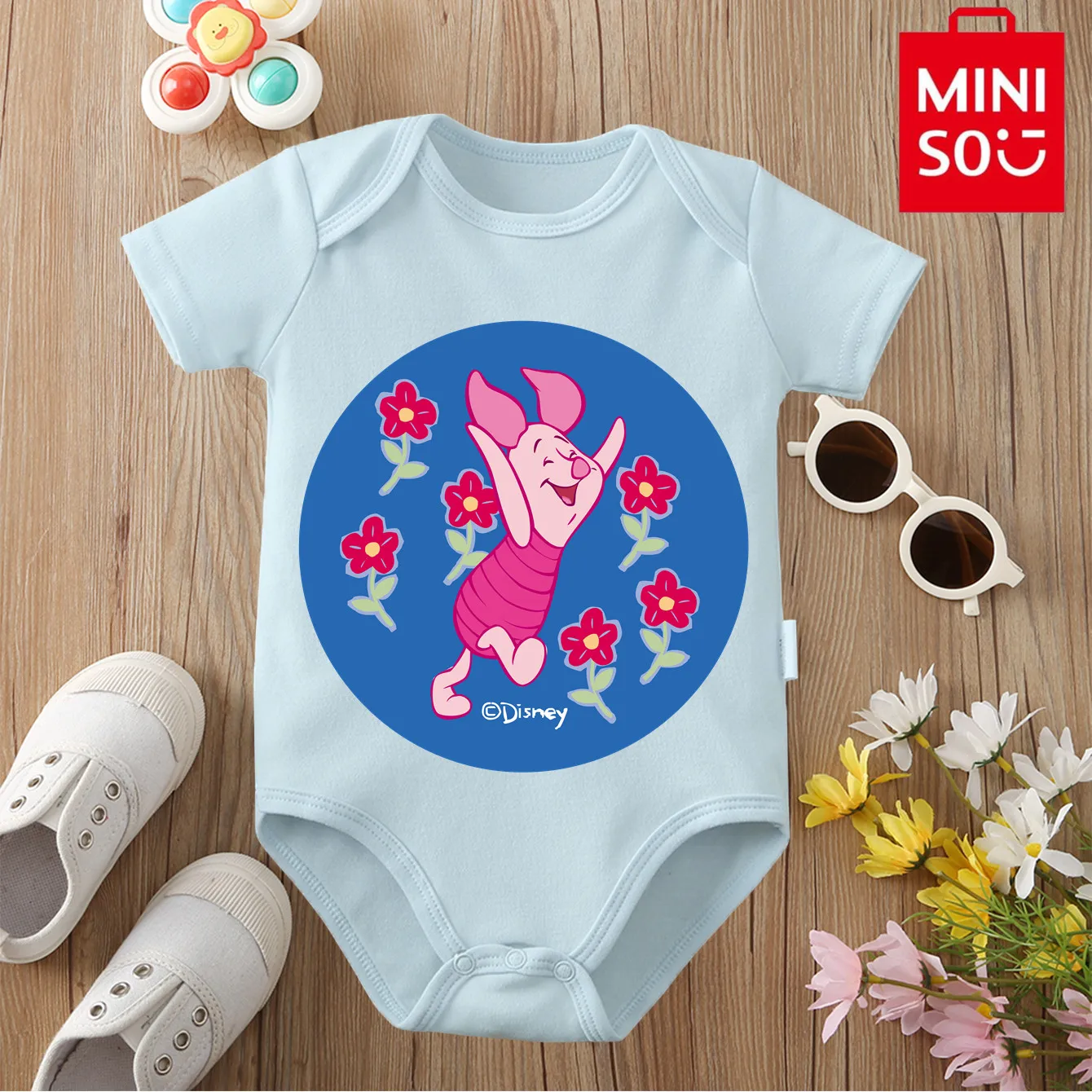 

MINISO, боди из 100% хлопка с милым поросенком, мягкая детская одежда, лучший подарок для ребенка, комбинезон для детей от 0 до 12 месяцев, милый новорожденный
