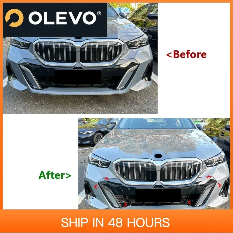 

Новый автомобильный передний бампер, накладка на вентиляционное отверстие, спойлер для BMW 5 серии G60 G61 i5 M Sport 2024 + наклейки с разделителем лезвия, комплекты кузова, аксессуары