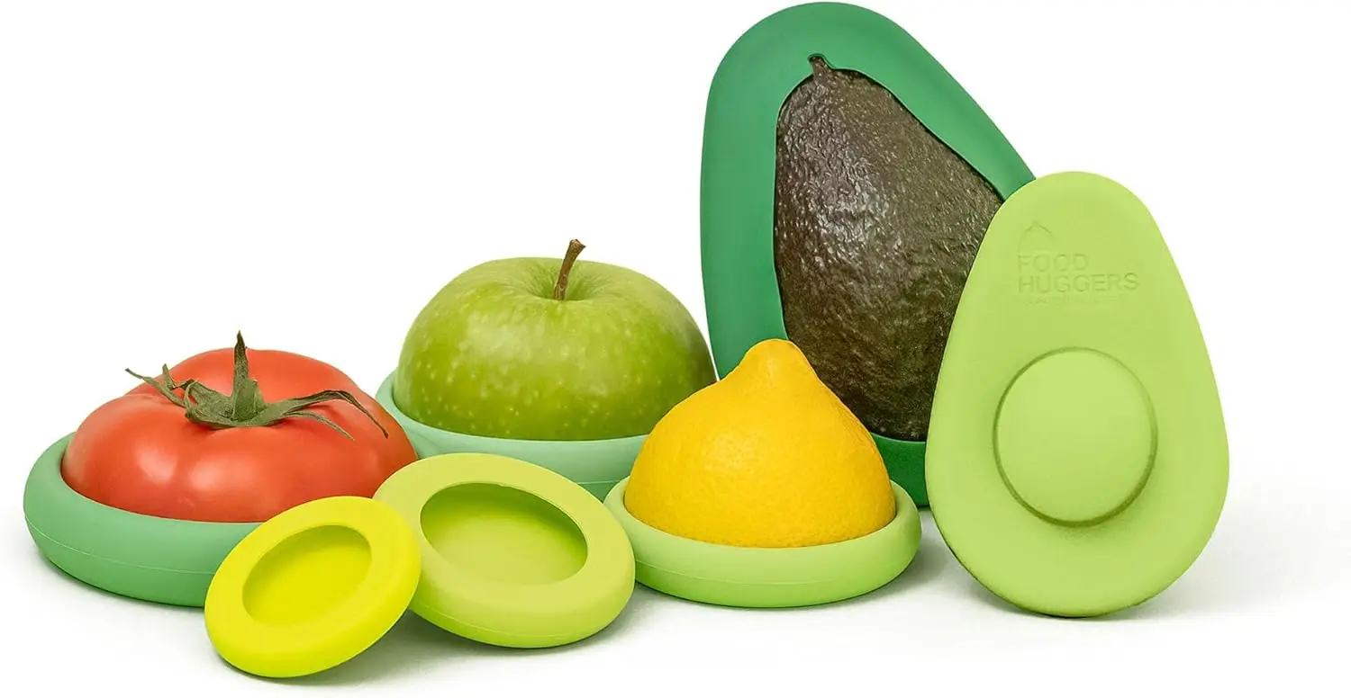 

7pc Silicone Food Savers Set, Reusable BPA-Free Storage for Avocado, Onion, Tomato & More, Dishwasher Safe in Sage Green