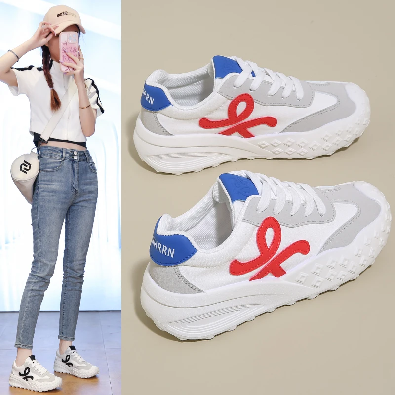 

Новые женские кроссовки на толстой подошве в немецком стиле для весны и лета, повседневные спортивные туфли, модные универсальные белые кеды для студентов