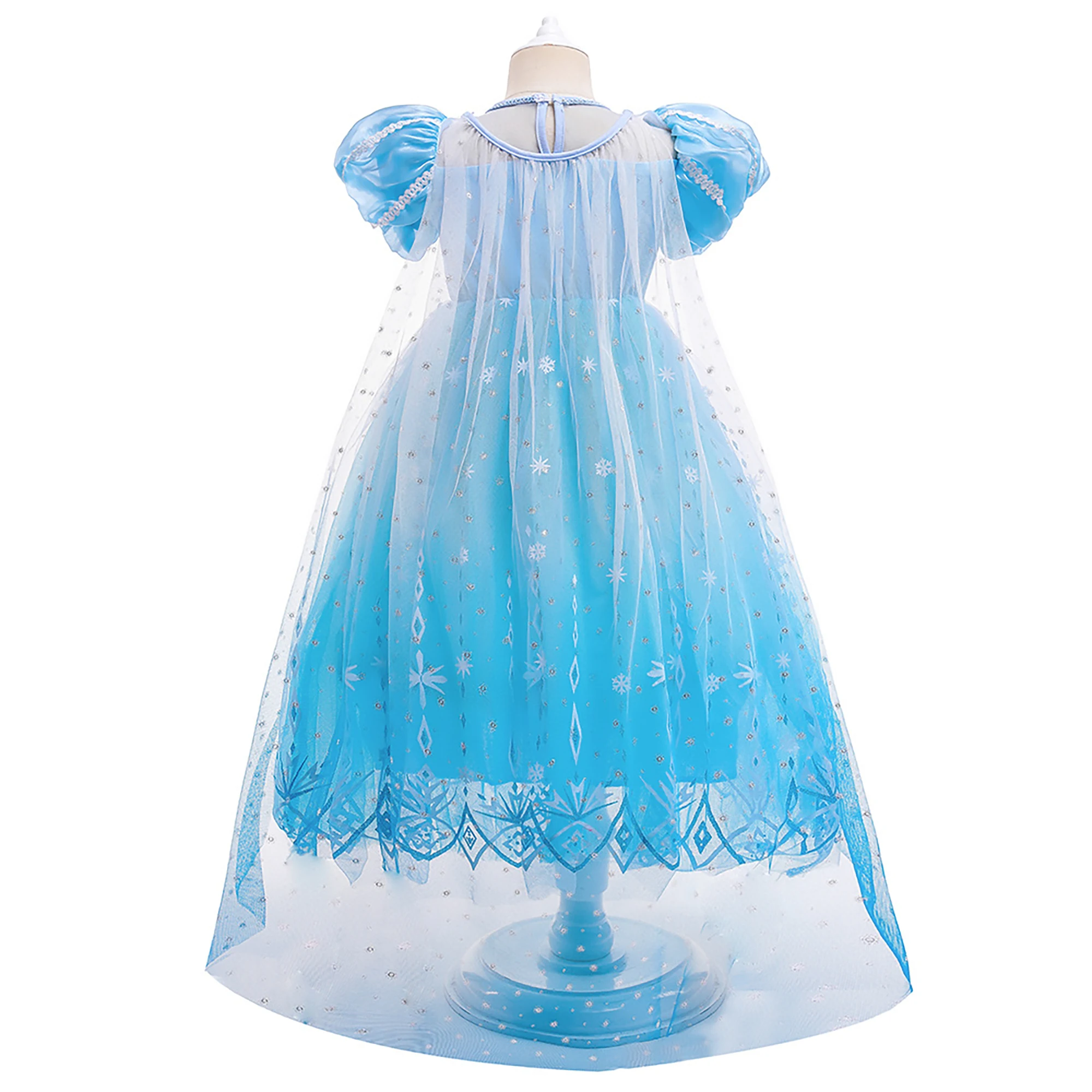 エルサ スパンコール チュール プリンセス ドレス 女の子用 - アナと雪の女王 コスプレ衣装 マント付き 子供の誕生日 ハロウィンに最適