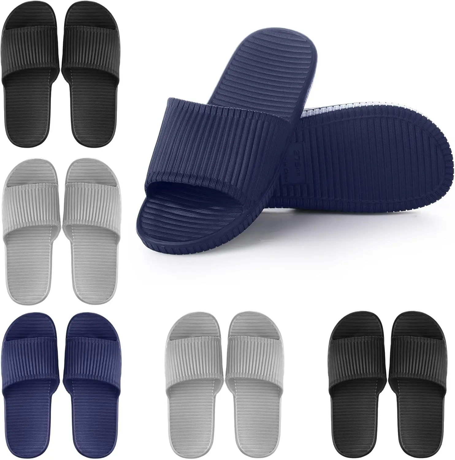 

6 Pack Non Slip Shower Slides Lightweight Bath Slippers for Women & Men Pool Sandals for Home Hotel Gym Spa Pool