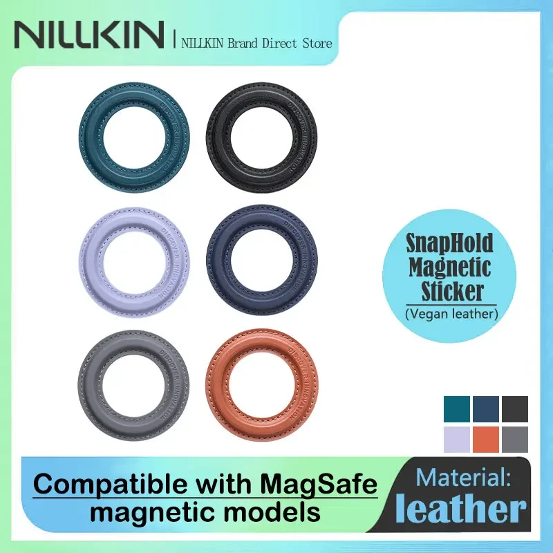 Nillkin Leather SnapHold Magnetic Sticker, Vegan Leather, for Magsafe, Wall Holder, Ring Holder for Android and iOS