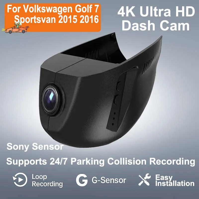 

For Volkswagen Golf 7 Sportsvan 2015 2016 4K Plug And Play Reading Lamp Power Installation Wifi Car Video Recorder DVR Dash Cam