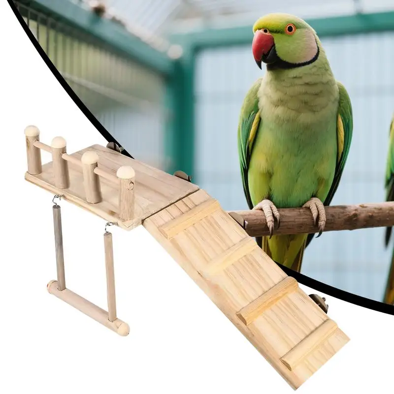 

Bird Playground For Cage Natural Wood Parrot Perch Wood Cockatiel Exercise Training Branch Bird Cage Swing Toy For Lovebirds